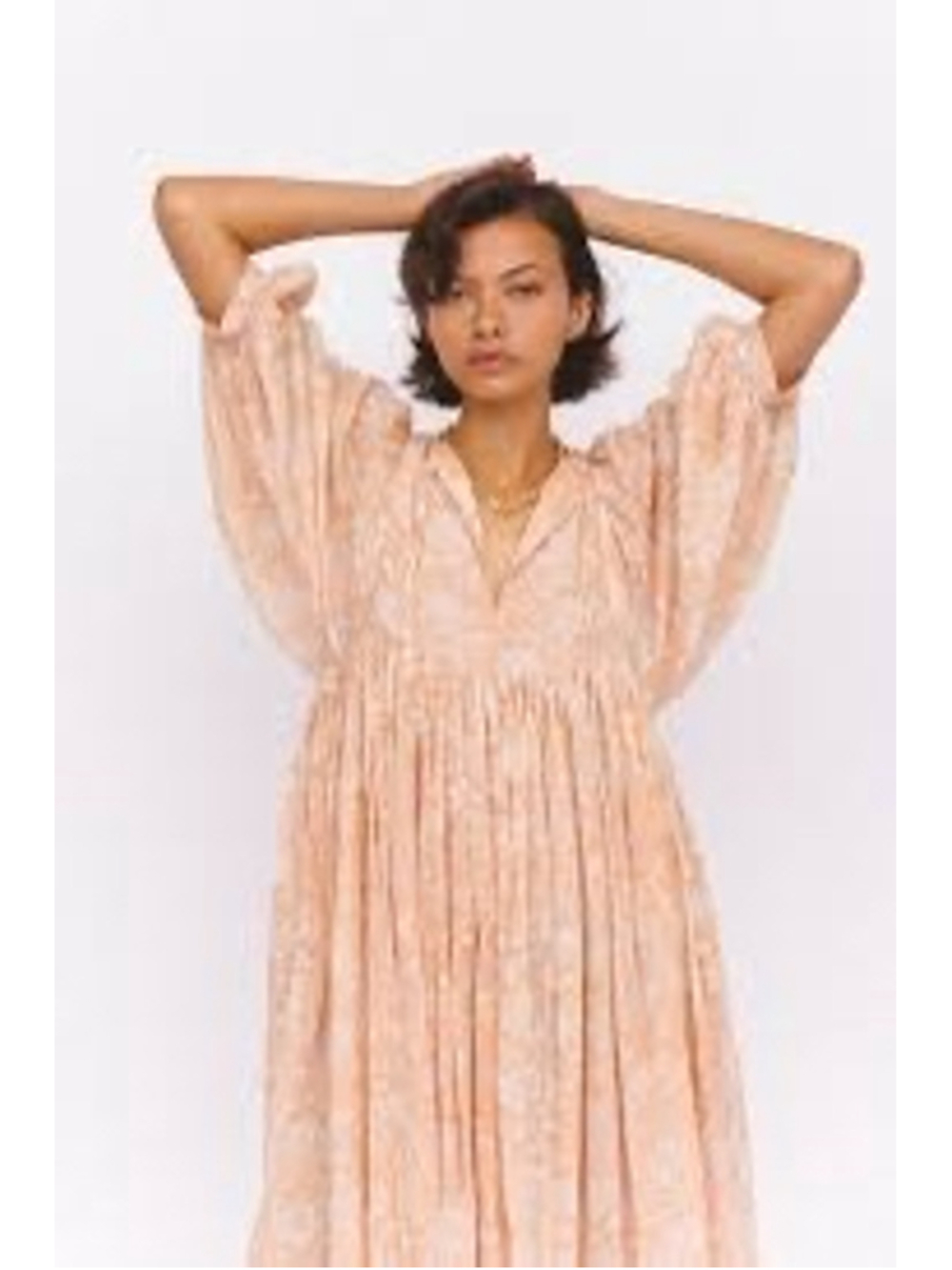 Daughters of India Kyra Maxi Floral Dress in Apricot Blush Womens Size 3XL Boho